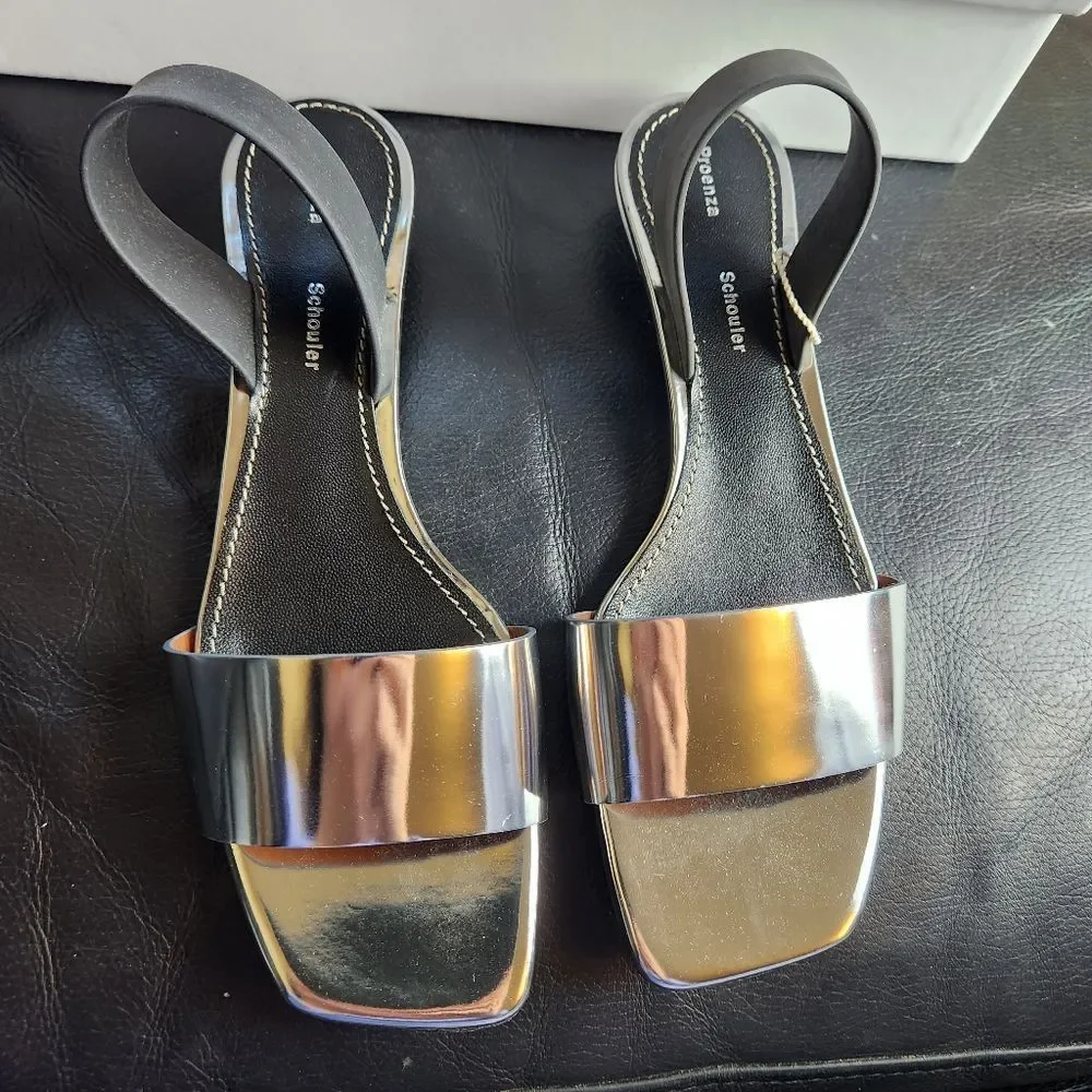 PROENZA SCHOULER silver kitten heels sandals 8(38) BNWB - Picture 2 of 6